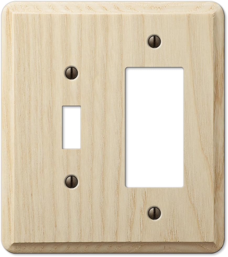 AMERTAC WESTEK 401TR Toggle/1 Rocker Traditional Unfinished Ash Wood Wallplate, No Size, No Color