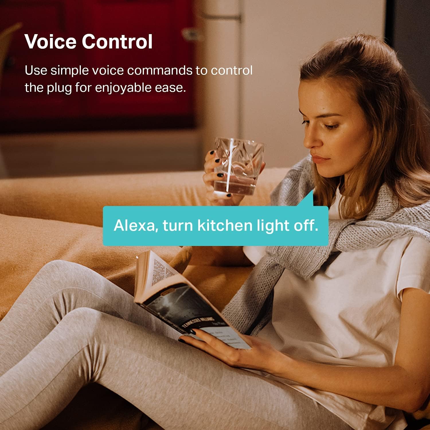 Compact White Polycarbonate Smart Plug with Voice Control