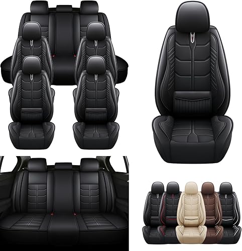 URINOVET Funda de asiento de automóvil para Jeep Wagoneer 2022-2023, funda de asiento delantero y trasero de 7 plazas, fundas de asiento de cuero
