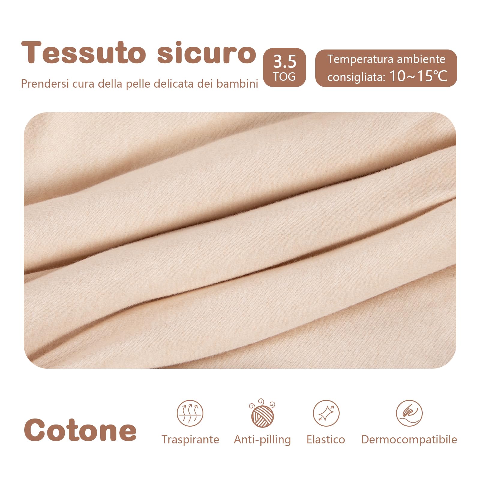 Sacco nanna a maniche lunghe con piedi 3,5 tog invernale, per bambini - sacco nanna invernale con gambe - cotone, Cucciolo (4-5 anni)