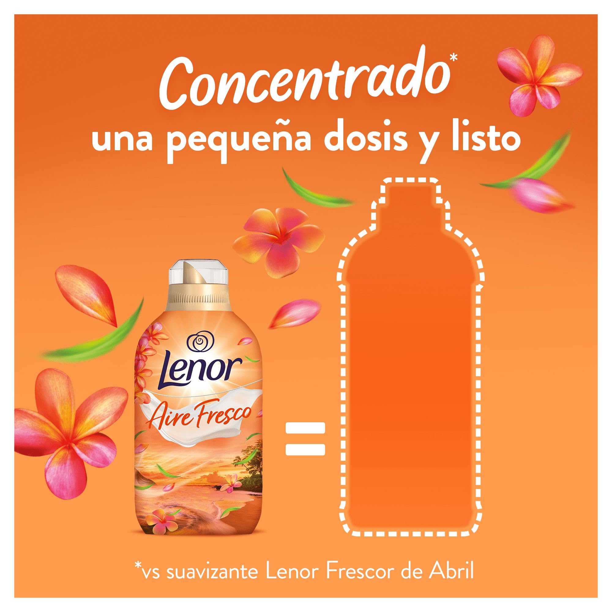 Lenor Aire Fresco Suavizante para ropa, 400 Lavados, Flores Tropical, 400 Lavados, Pack de 8, Frescor resistente al secado en ambientes húmedos o bajo el sol intenso