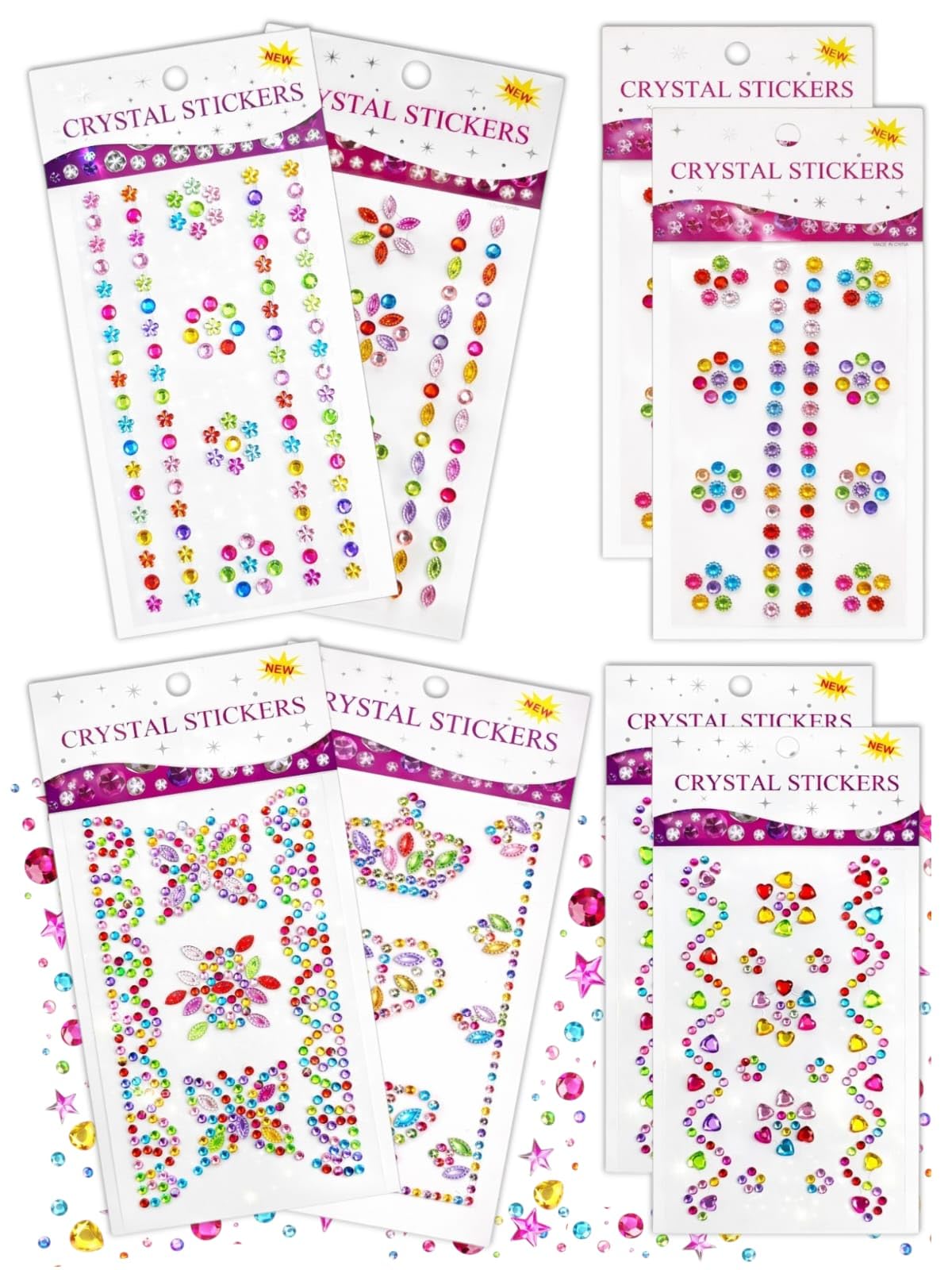 TERA13 Art Crafted Multicolour Decorative Beads Sticker Pack (1550 Stones, Pack of 6) – Self Adhesive Rhinestone Gems for DIY Craft, Scrapbooking, Card Making, Nail Art & Decoration Accessories (6Pcs)-image-17