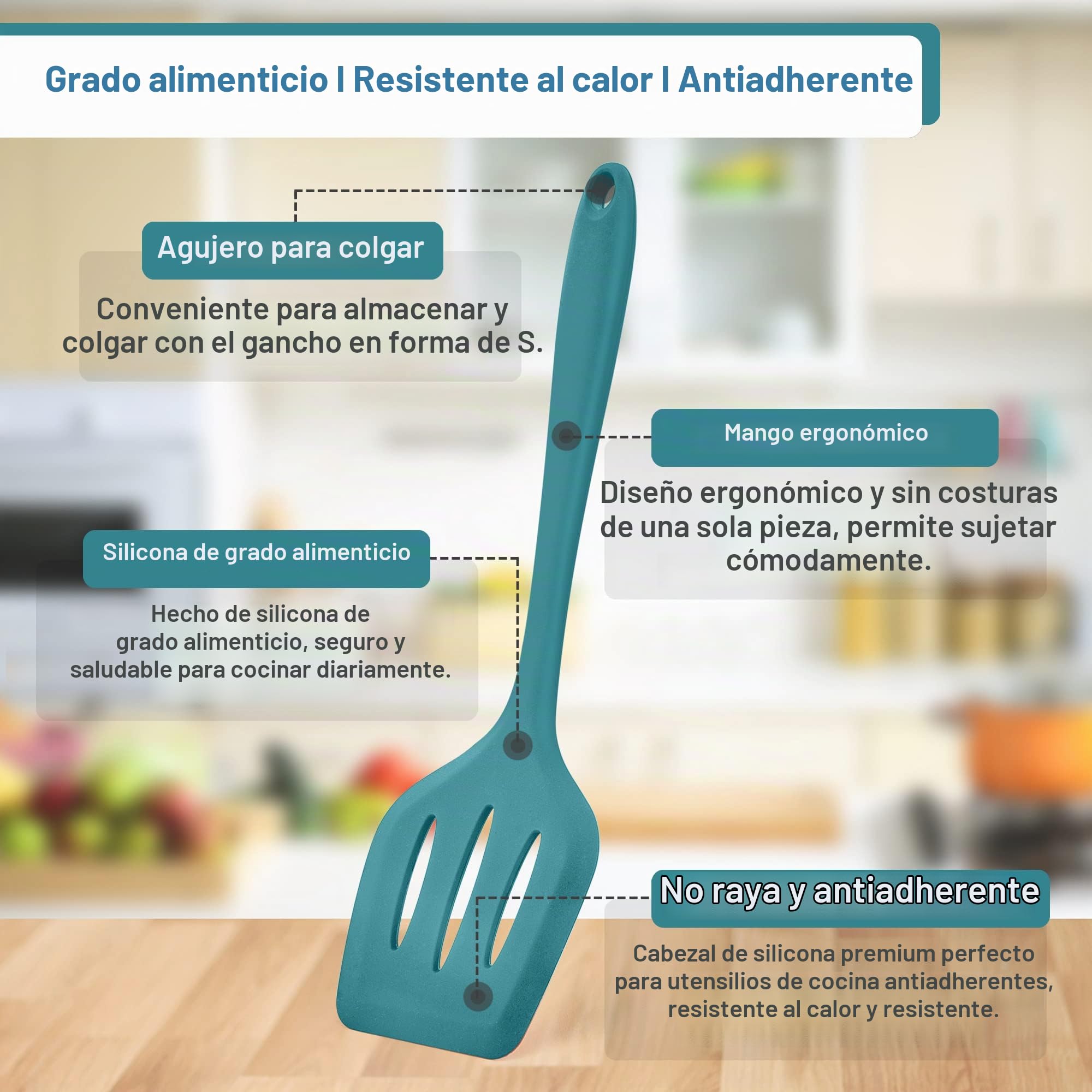 Herogo Juego de utensilios de cocina, utensilios de cocina de silicona de 22 piezas con soporte, herramientas de cocina, resistente al calor y antiarañazos, apto para lavavajillas (azul)