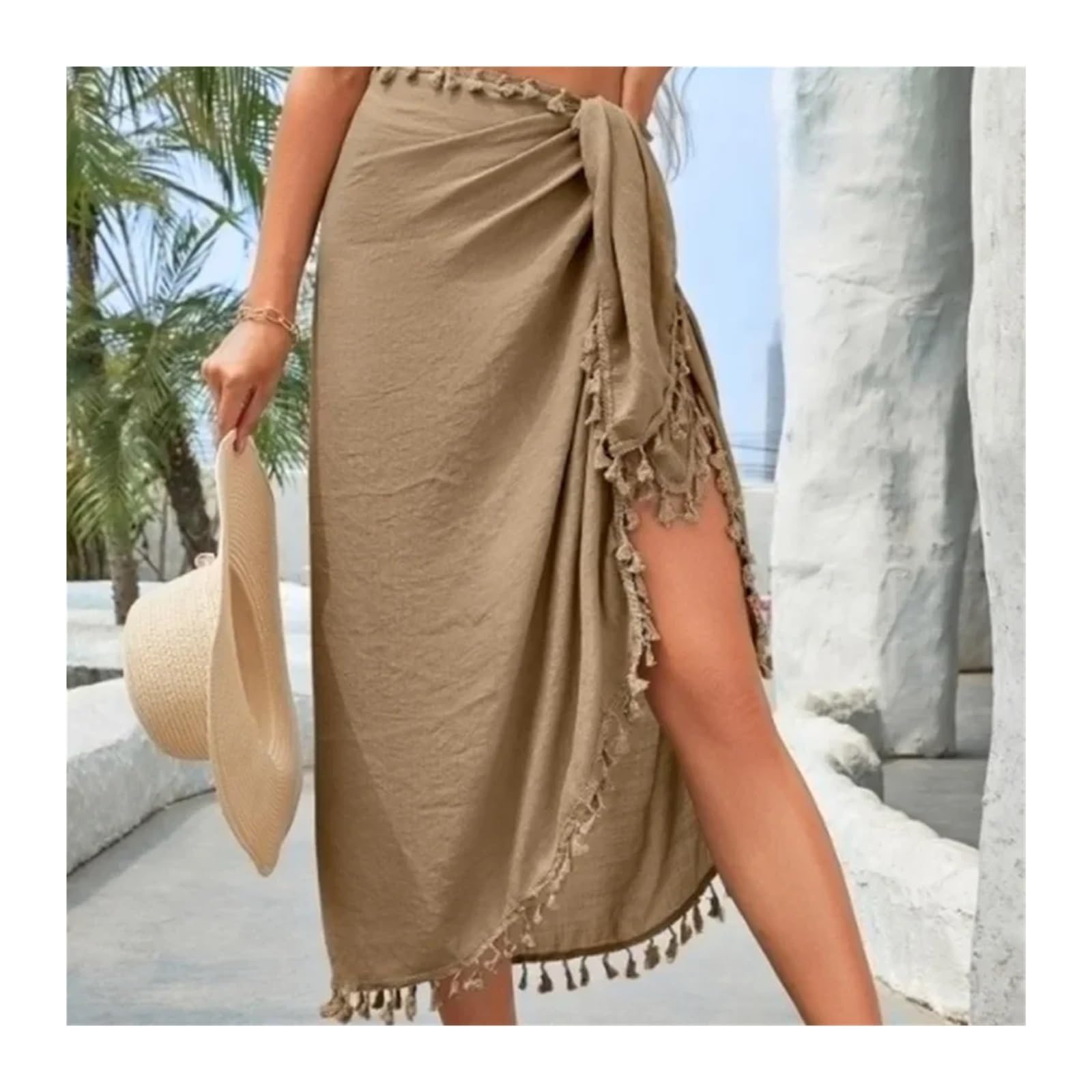 Vestido Playero for Traje De Baño | Vestido de playa con falda y borlas for mujer, protección solar, Sexy, con cordones, for vacaciones