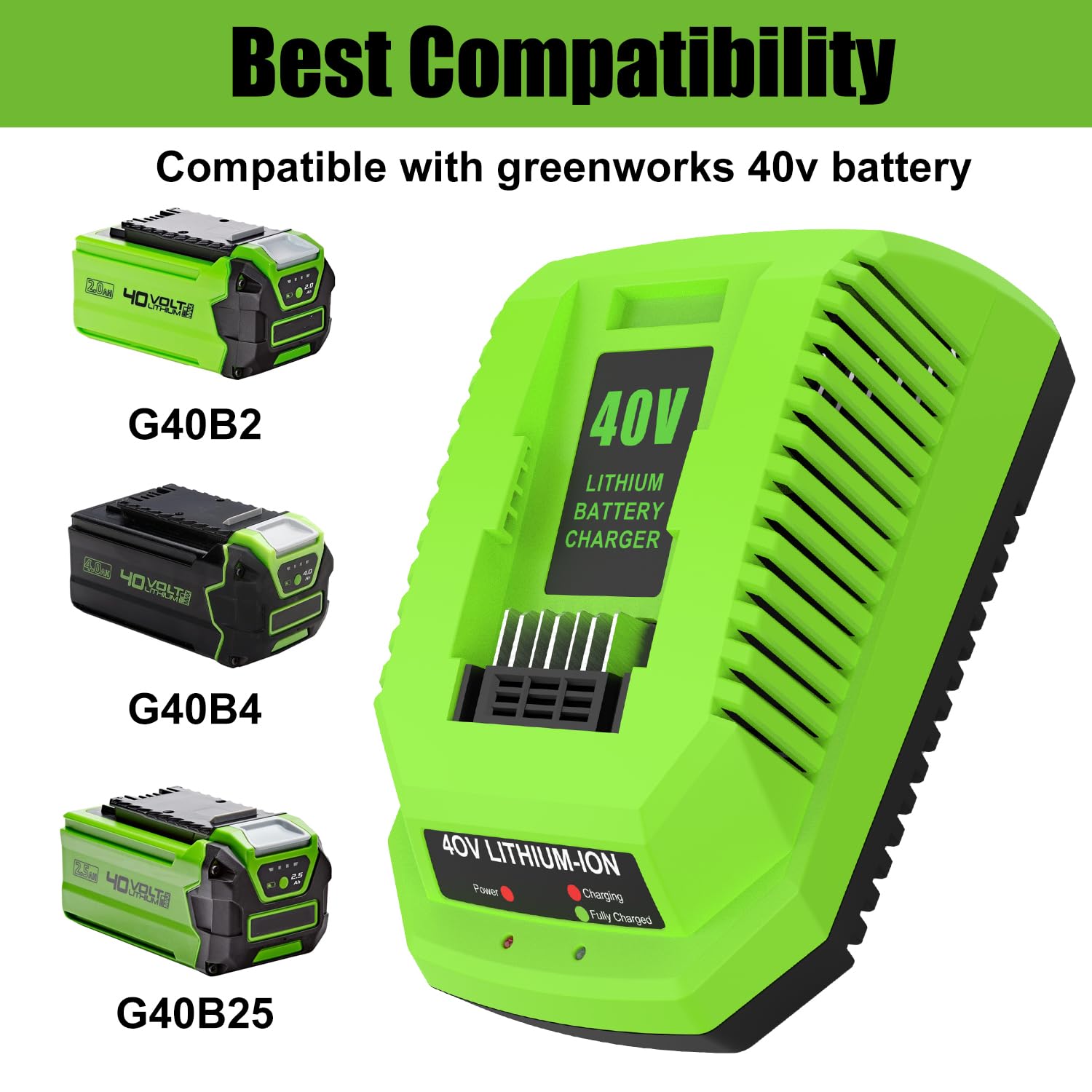 G40C - Cargador para cargador Greenworks (40 V, 40 V)