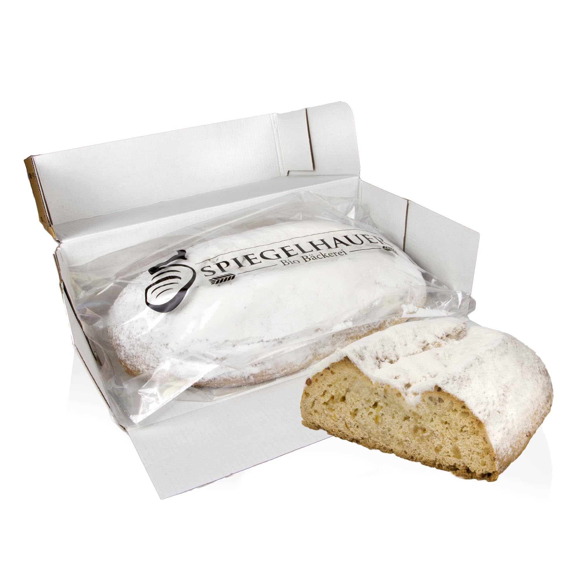 Bio Mandelstollen 1 kg I Christstollen ohne Rosinen im Geschenkkarton