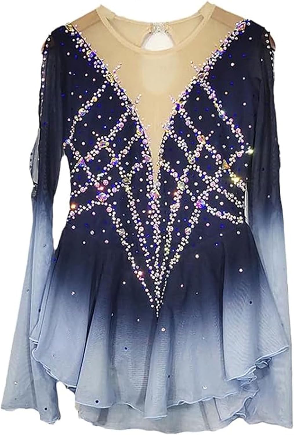 Girls' Figure Ice Skating Dress Halo Dyeing Roller Skate Performance Skirt Rhythmic Leotards Clothing