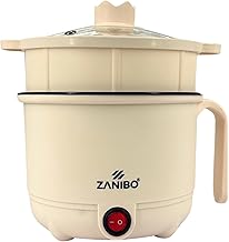 Zanibo Multipurpose Electric Kettle 1.5L | Noodles Cooker & Egg Steamer | Boil, Steam, Fry, Saute | Multi Cooker Kettle for Water, Milk, Tea, Soup, Coffee, Noodles, Rice, 220 Volt , 1-Year Warranty (Cream)