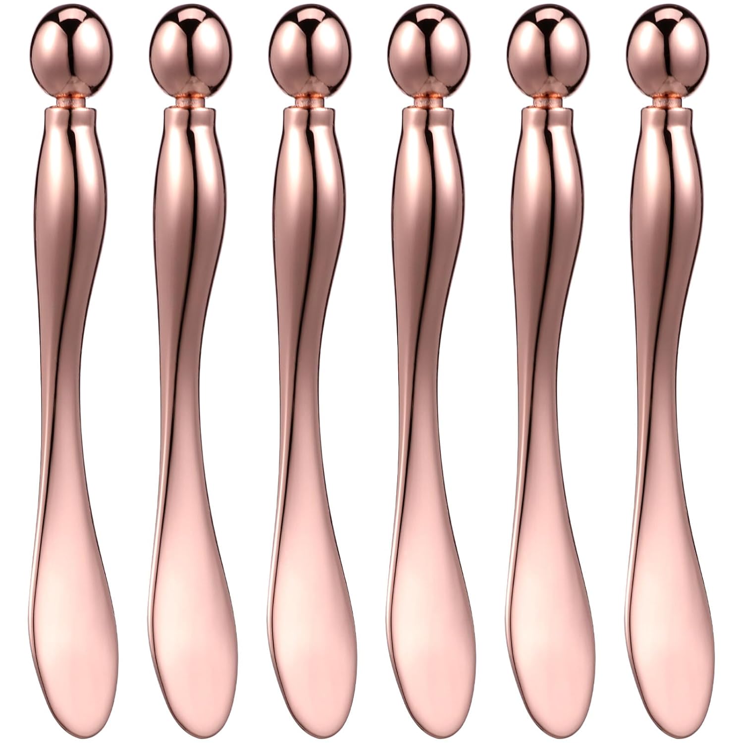 Ciieeo Eye Cream Applicator 6-Pack with Stainless Steel Roller Ball Compact Facial Massage Tool for Puffiness Reduction Precise Makeup Spoon for Sensitive Skin 4.13 Inch