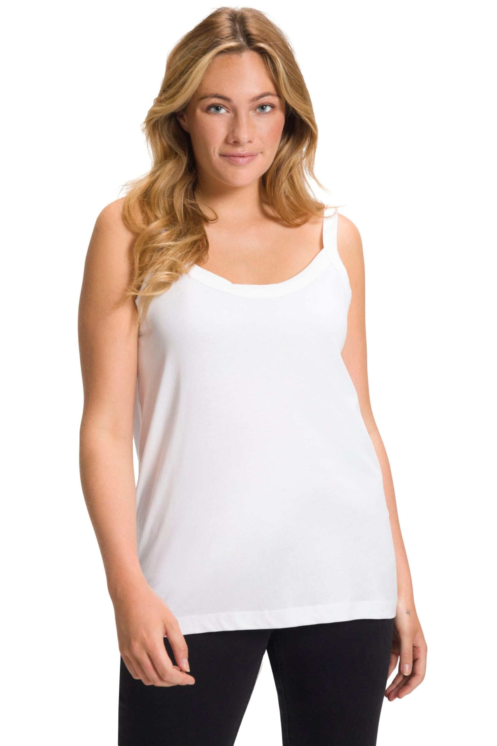 Ulla Popken Women's Spaghetti Top T-Shirt, Snow White, 24 UK/26 UK