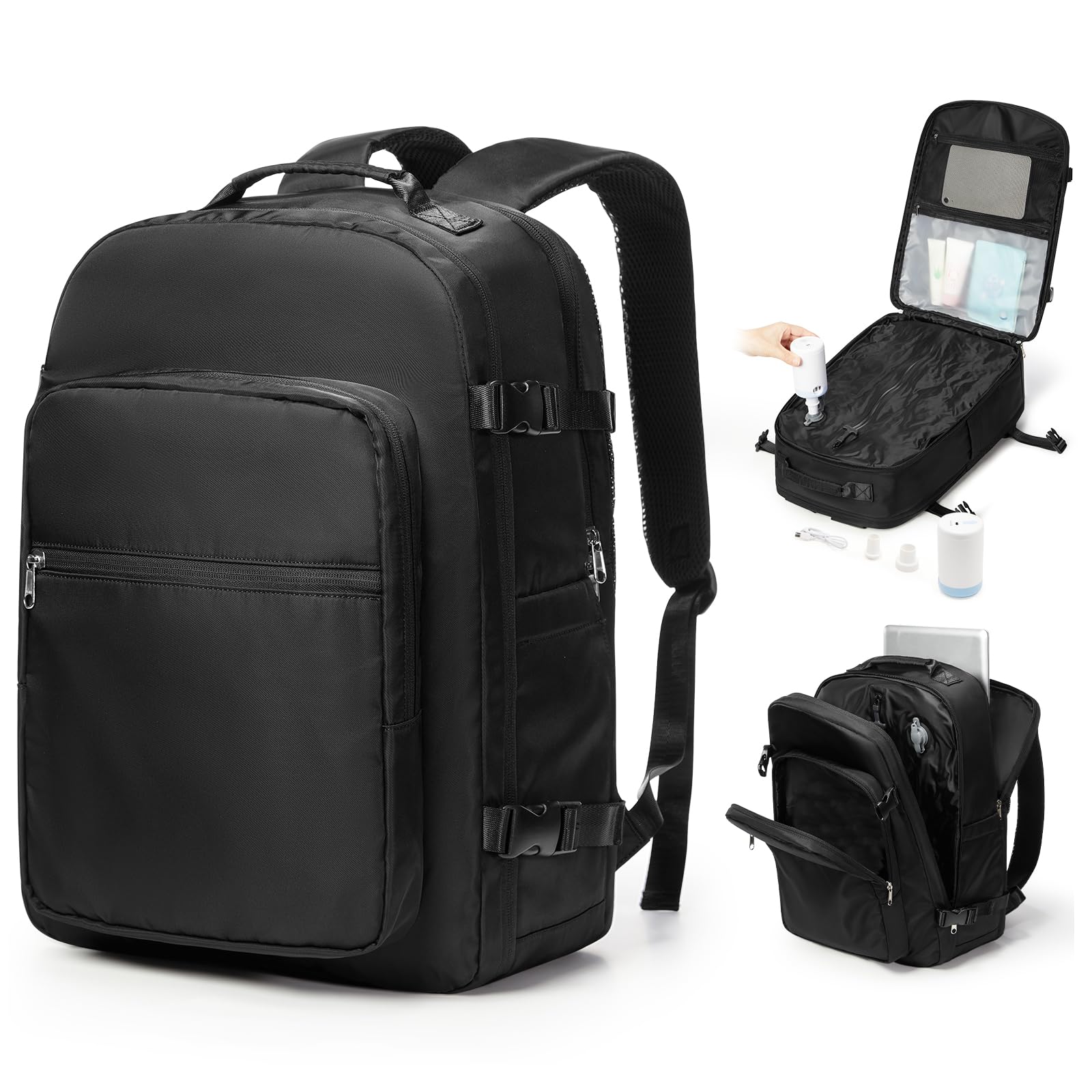 Vakuum Rucksack 40x30x20 Wizzair Ryanair Handgepäck 40x30x20 Rucksack Handgepäck Flugzeug Reiserucksack Vakuum Damen Herren Schwarz