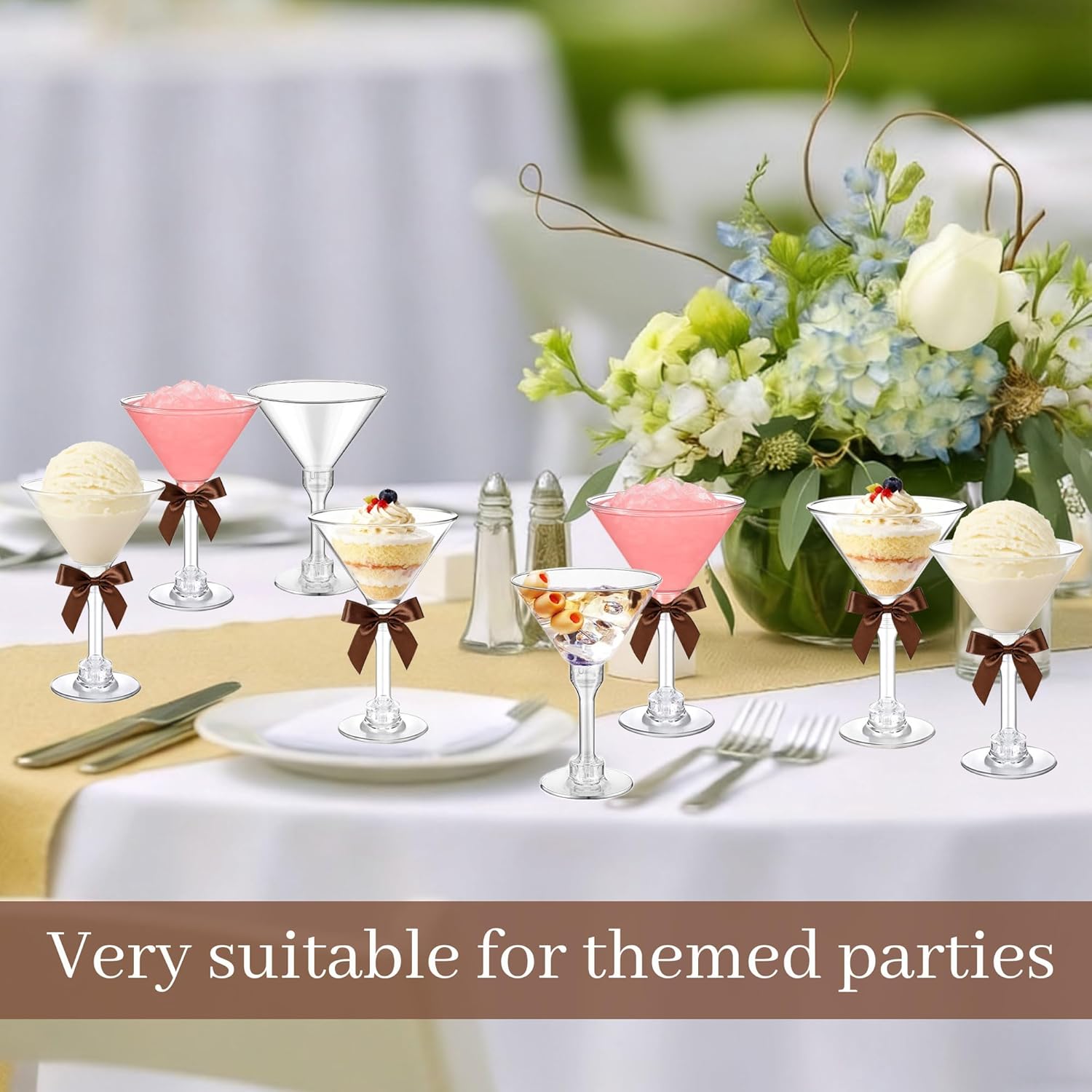 40 Pcs Espresso Martini Birthday Party Decor 5 oz Plastic a Tini Bit Older Party Supplies Cups with Ribbon for Espresso Martini Decoration Tiny Bachelorette Bridal Shower Decoration (Brown)