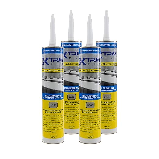 RecPro Tan Self-Leveling RV Sealant 10.1 oz | Dries Tan | RV Roof Sealant (4)