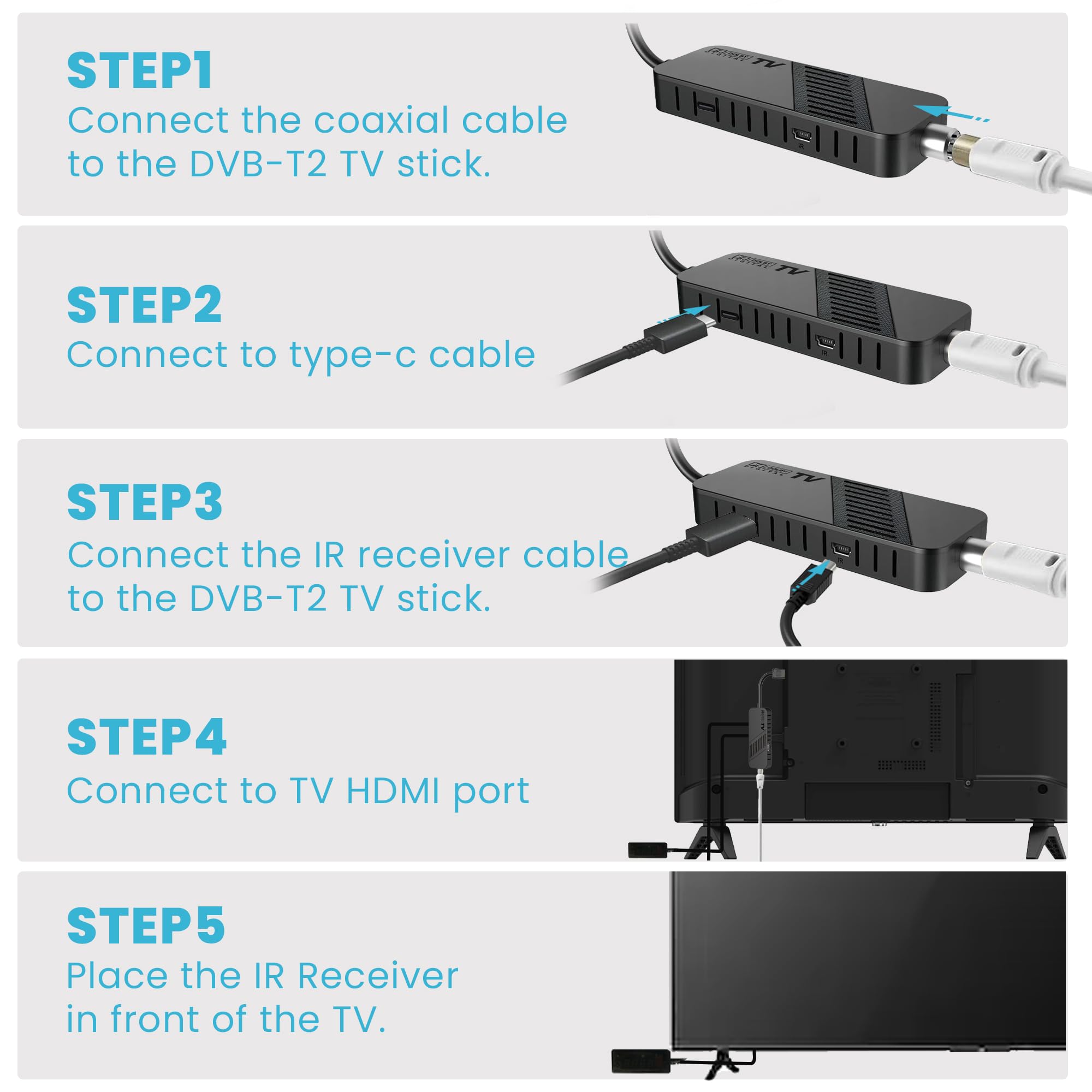 Leyf Décodeur DVB-T2 TNT Full HD 1080P HEVC H265, HDMI/AV USB, Télécommande 2en1