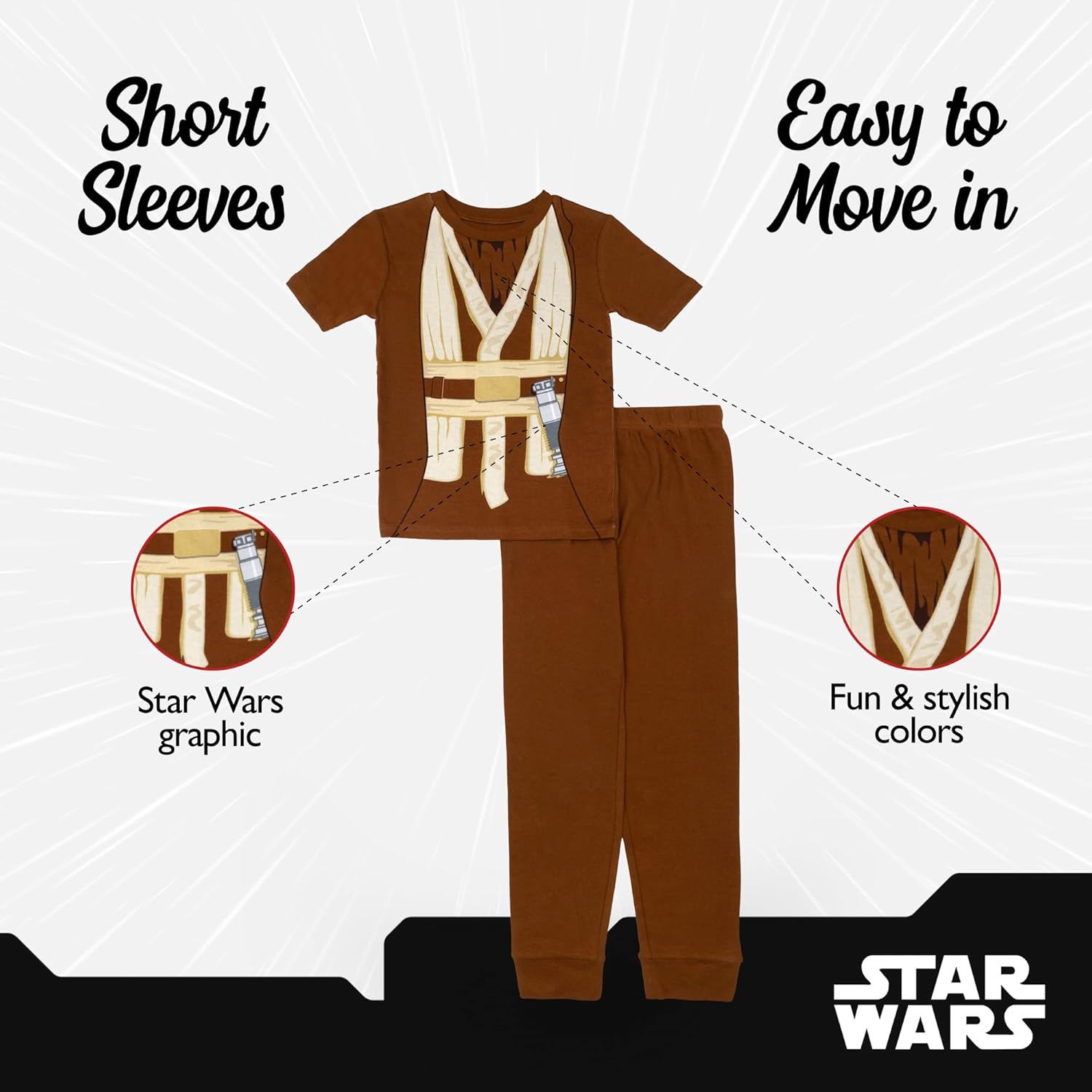 STAR WARS Boys' 2-piece Snug-fit Cotton Matching Short-Sleeve Pajama Set, Soft & Cute for Kids - Image 6