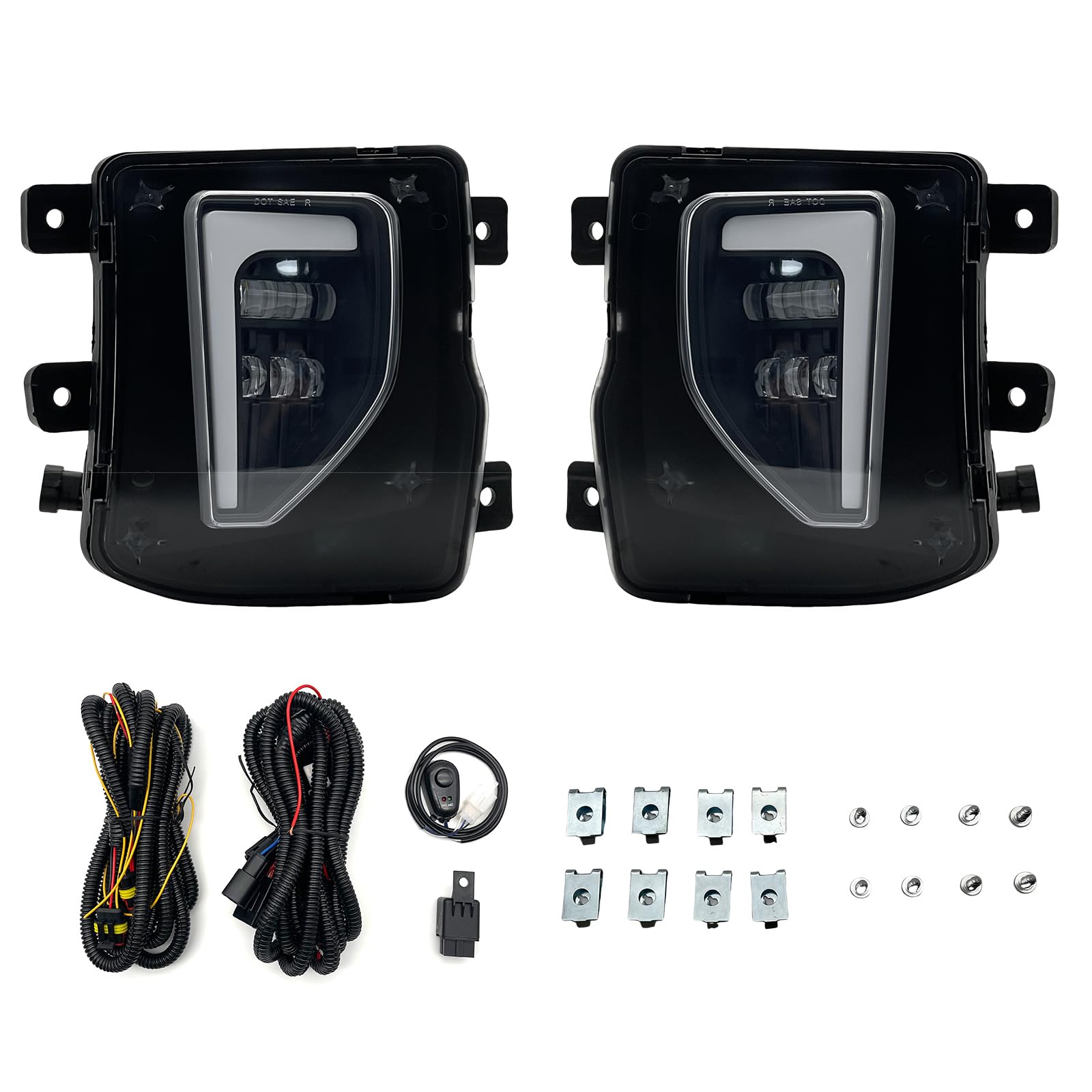 - LED Fog Lights Assembly w/DRL Compatible With 2016 2017 2018 Chevy Silverado 1500 Front Bumper Driving Fog Lamp Fog Light Kits