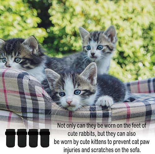 Miniatura 10 de 4 guantes para gatos para evitar arañazos, zapatos de malla transpirable para gatos, guantes ajustables antiarañazos para gatos, adecuados para