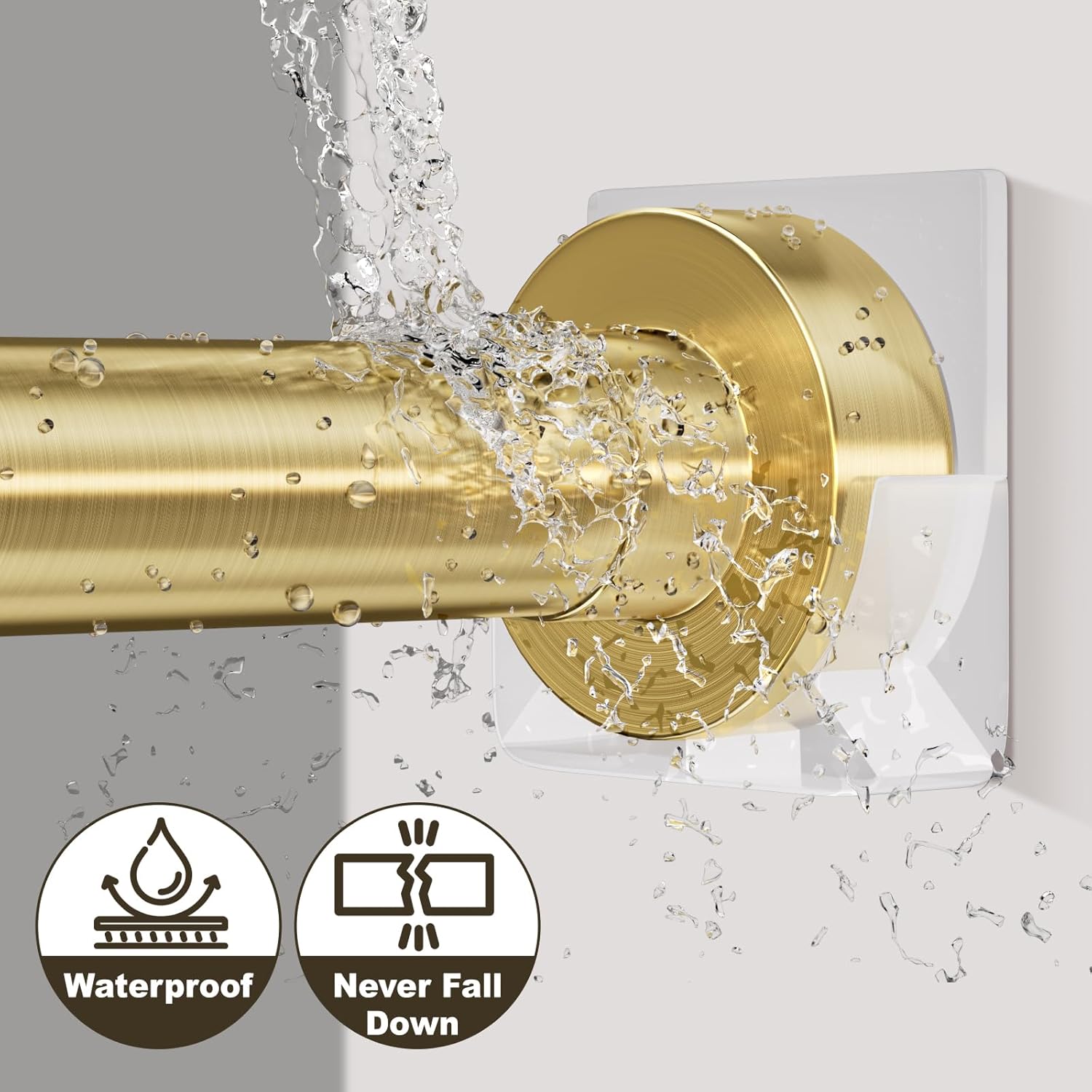 YNL Tension Shower Curtain Rod 34 to 120 In(2.83-10Ft), Long Tension Curtain Rod with 2Pcs Holders, No Drilling for Large Window, Bathroom, Patio, Adjustable Outdoor Curtain Rod, Brushed Gold