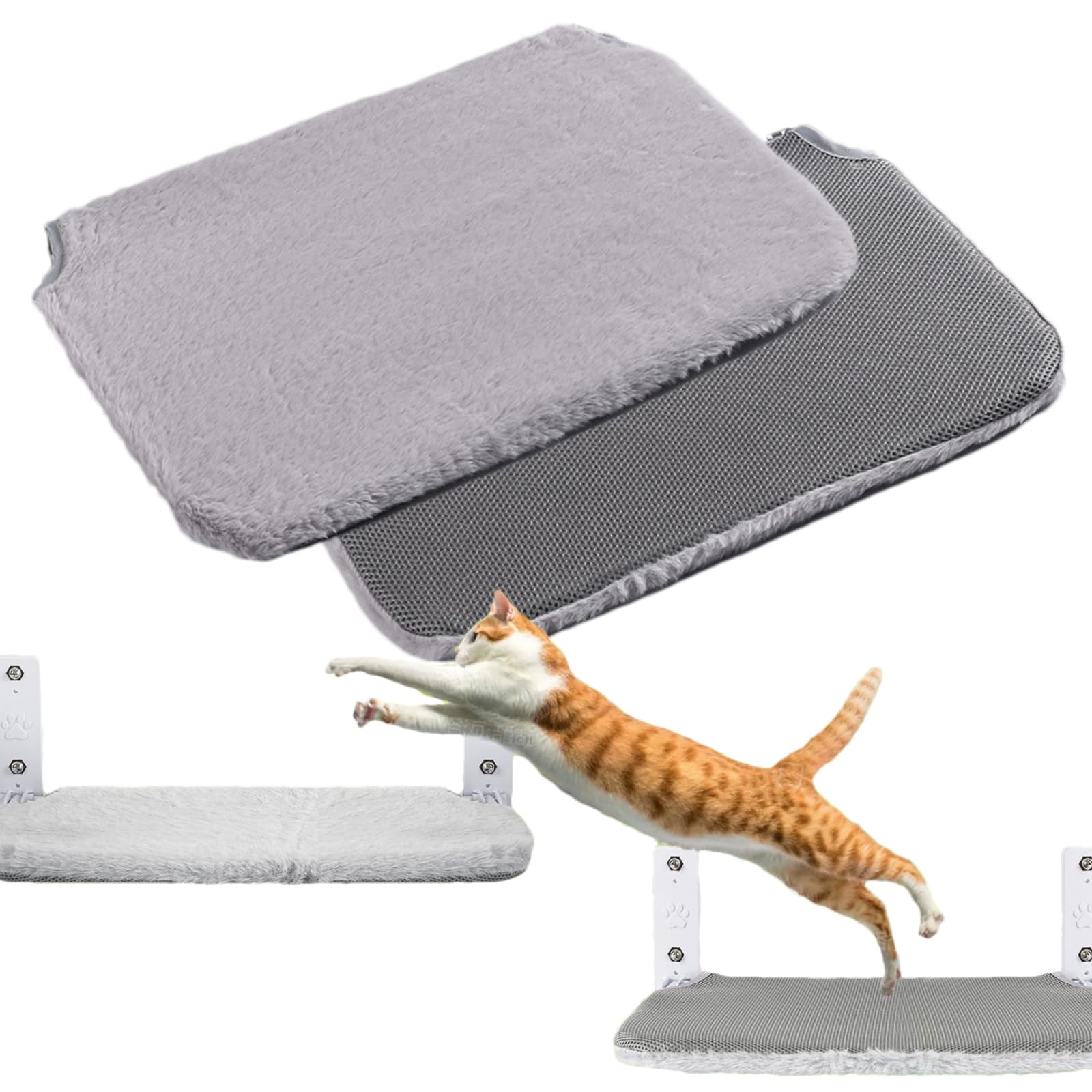 YACVRLT 2PCS Replacement Cover for Cat Window Perch, M Size Cordless Cat Window Hammock Bed Accessories, Reversible Breathable/Warm Seat Cover for Inside (Grey)
