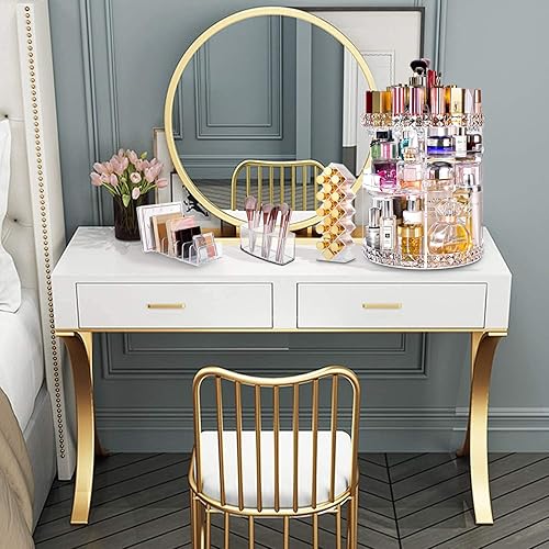 Miniatura 5 de V-HANVER Combo de organizador de maquillaje, organizador de maquillaje giratorio de 360 con 7 capas ajustables, organizador de acrílico para el
