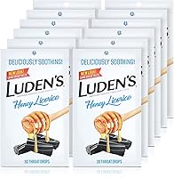 Luden's Honey Licorice Menthol Cough Throat Drops - 30 Ct Packs, 12-Pack Bulk for Sore Throat Relief