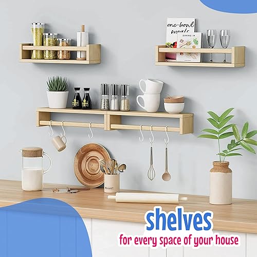 Miniatura 7 de Juego de 6 estanterías montadas en la pared para habitación de los niños, estantería pequeña de madera para almacenamiento y exhibición de bebés,