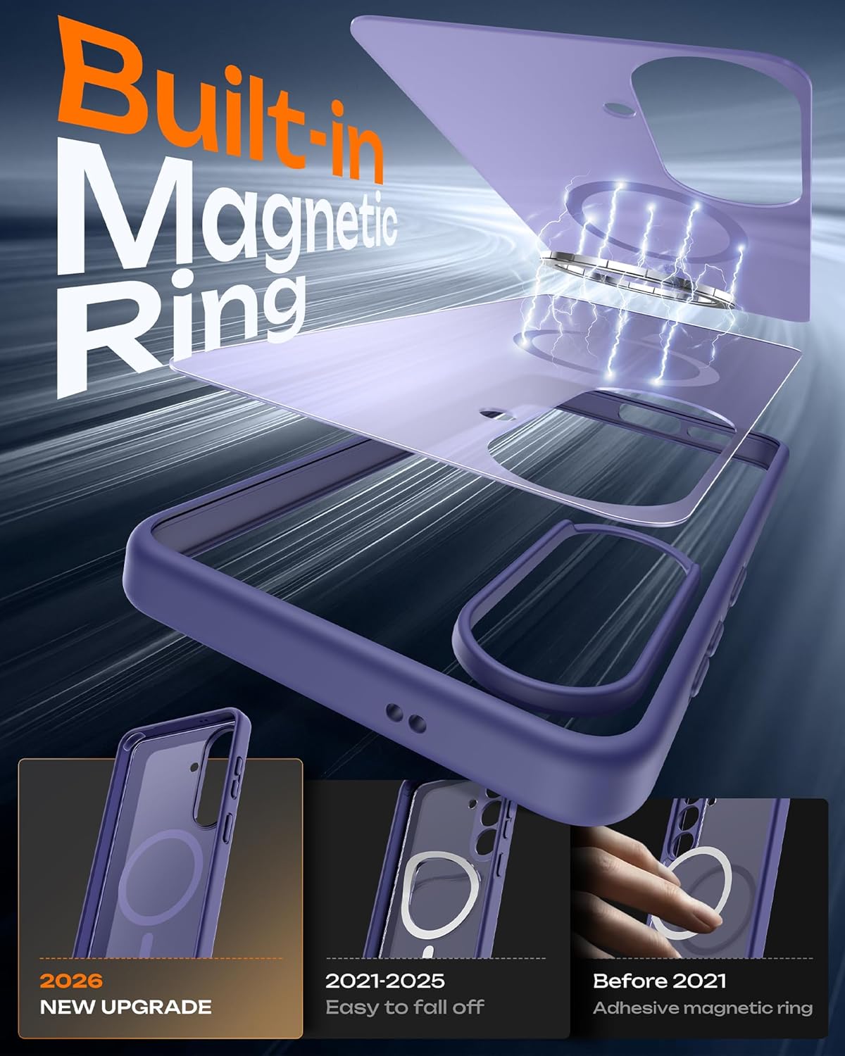  for Samsung Galaxy S26 Case, Compatible with MagSafe, Lavender Gray | Built-in Magnets, Full Camera & Military-Grade Protection, Anti-Slip Shockproof Slim Translucent Matte Back Phone Cover thumbnail