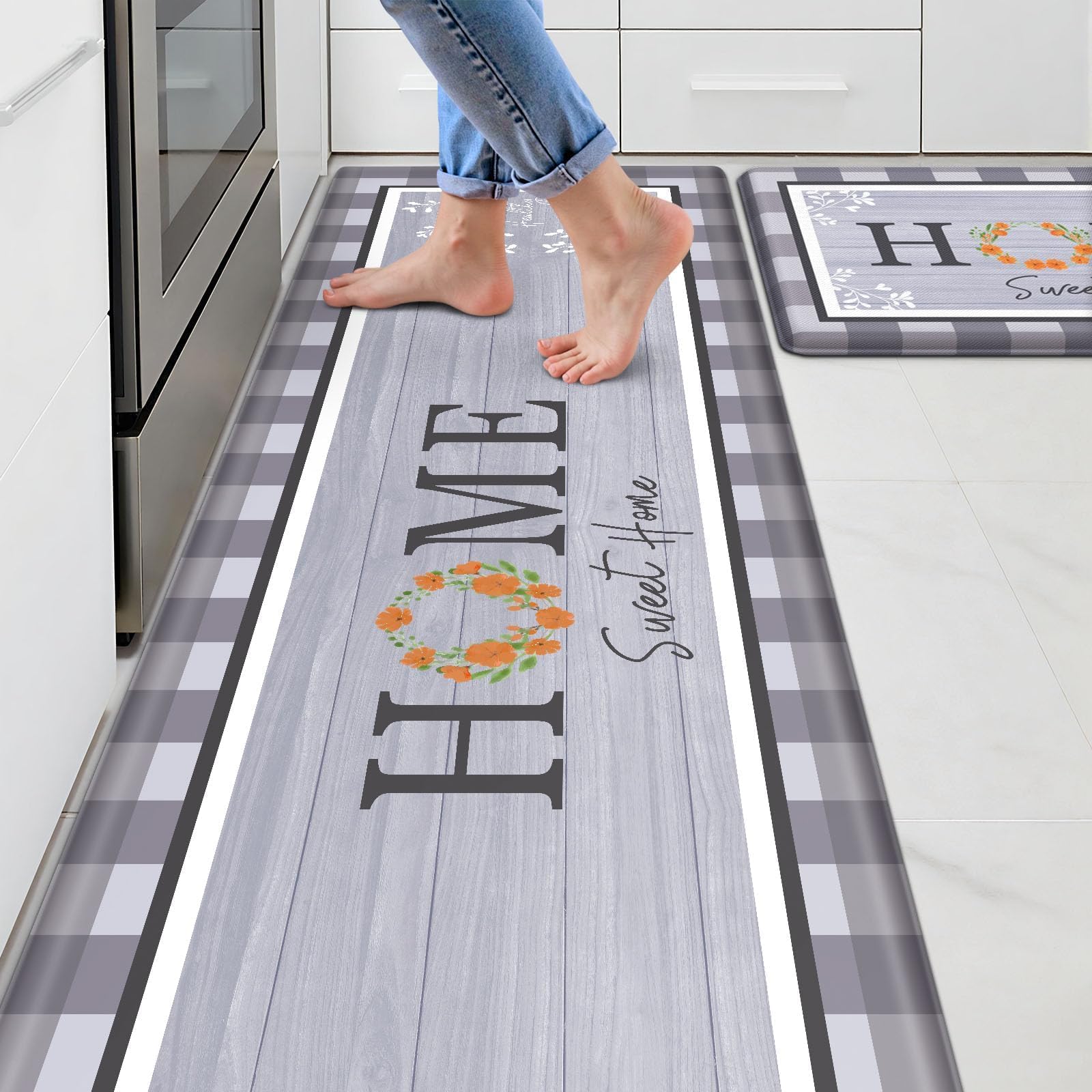 Alfombrillas de cocina, 2 unidades, alfombras antifatiga, 17.3