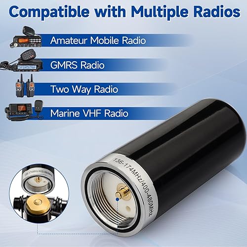 Miniatura 5 de Bingfu Antena de radio móvil de radio móvil de doble banda VHF UHF 136-174MHz 400-470MHz Radio aficionado de bajo perfil Antena de montaje NMO para
