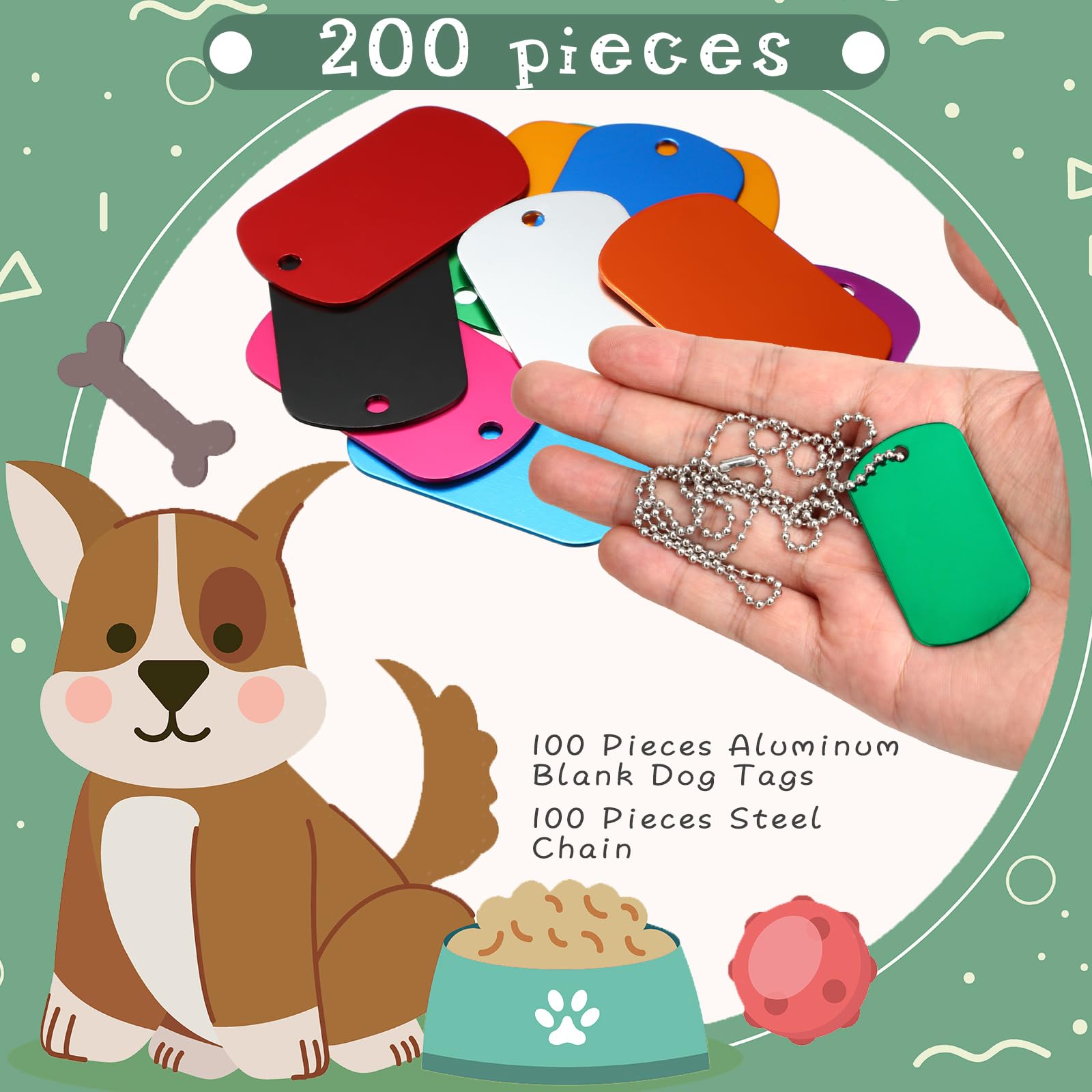 200-teiliges Militär-Hundemarken-Set – Blanko-Anhänger & Ketten Zum Selbergestalten