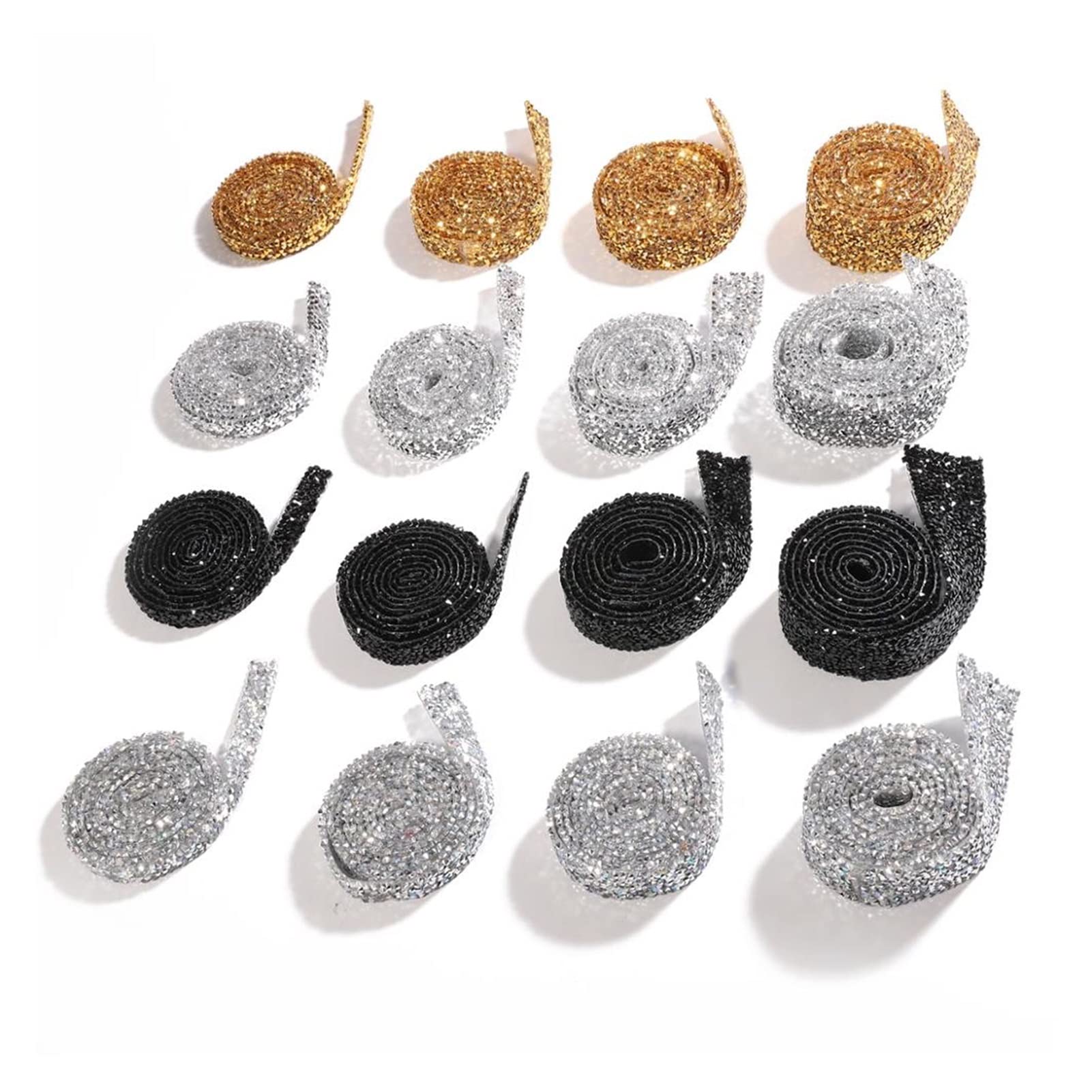ACiyD Mehrzweck 3 Yards Nähborte Kristallmotiv Strassband Applikatorband mit Strasssteinen Aufbügelapplikationen für Kleider zum Basteln von Geschenkverpackungen (Color : 2cm Silver) (3cm Silver)
