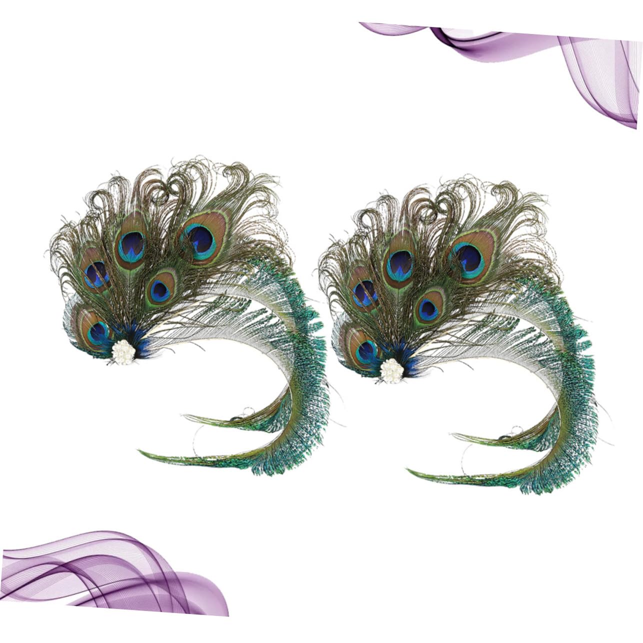 VALICLUD Horquillas de Novia 2 Piezas Plumas y Gemas de Imitación Sujetan el Cabello Elegantes Accesorios para Tocados de Boda
