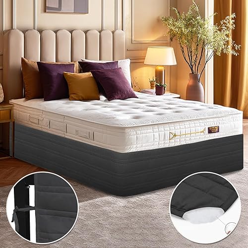 Miniatura 9 de Ramesses Falda de cama acolchada con mezcla de poliéster, sensación de flacidez mejorada, antiarrugas, resistente a la decoloración con caída