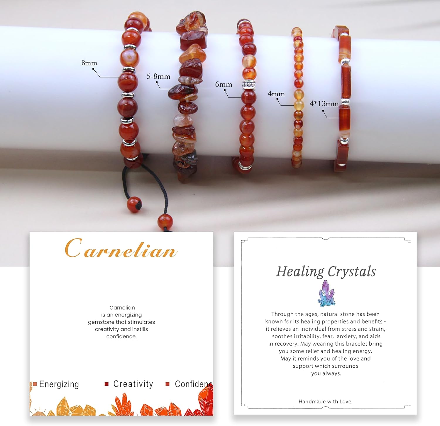 5Pcs Healing Crystal Bracelet for Women Men, Handmade Adjustable Gemstone Bracelets Beaded Reiki Energ Bracelet Set Jewelry Gifts for Women Men - Image 4