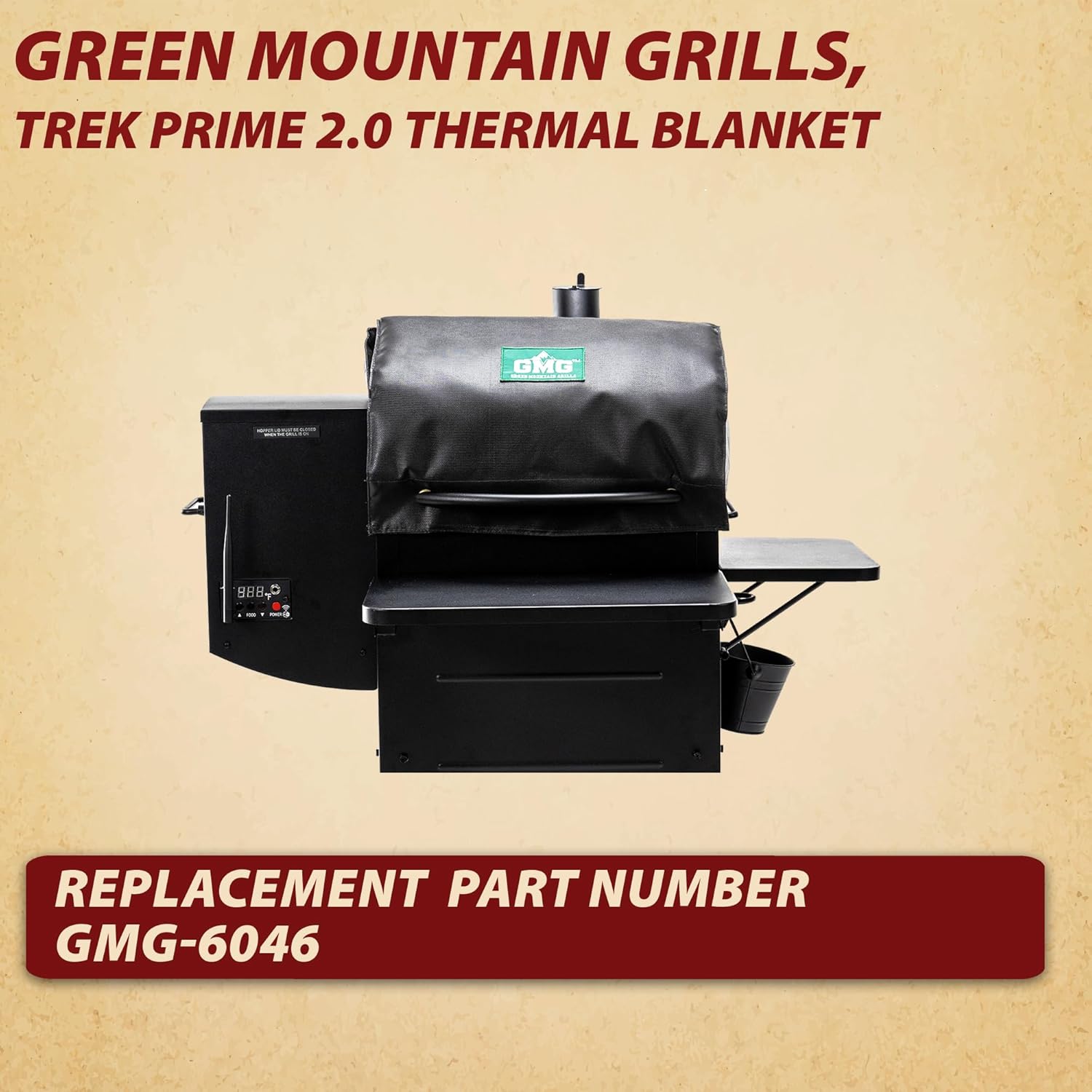 Green Mountain Grills, GMG-6046 Trek Prime 2.0 Pellet Grill Smoker Thermal Blanket Cover, OEM