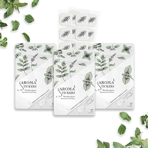 Miniatura 10 de AROMA STICKERS (Bergamota, paquete de 1  100 % natural de aceite esencial perfumado para máscara facial y almohada (12 calcomaníasunidad)  Parche de
