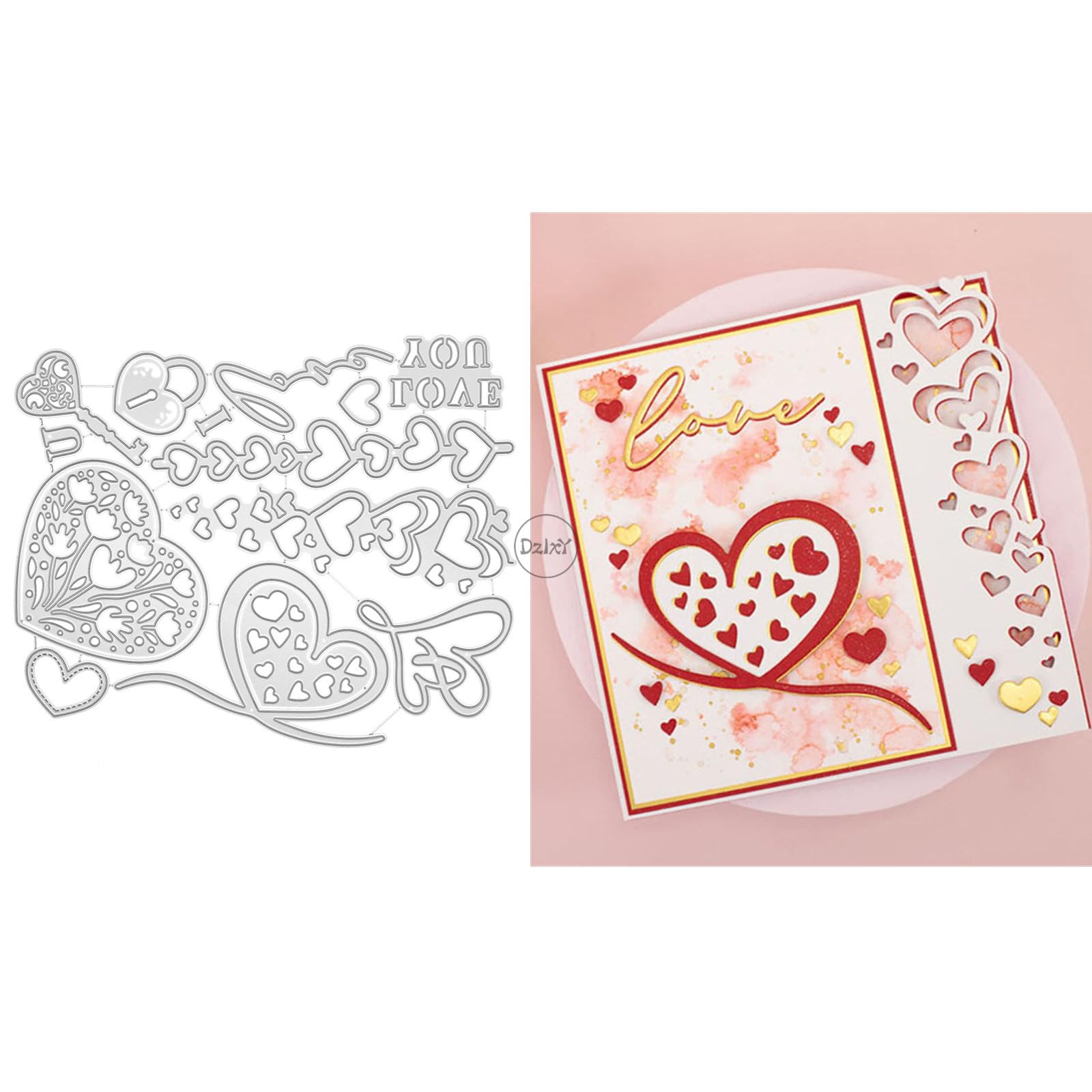 DzIxY Hollow Heart Flowers Metal Cutting Dies for Card Making Kit Embossing Paper Die Cuts Set Scrapbook Stencils Supplies Machine Templates