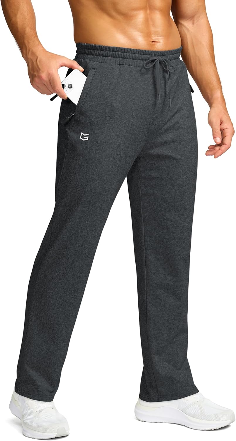 G Gradual Men's Fleece Lined Pants with 3 Zipper Pockets Water Resistant Winter Warm Hiking Pants Athletic Sweatpants for Men