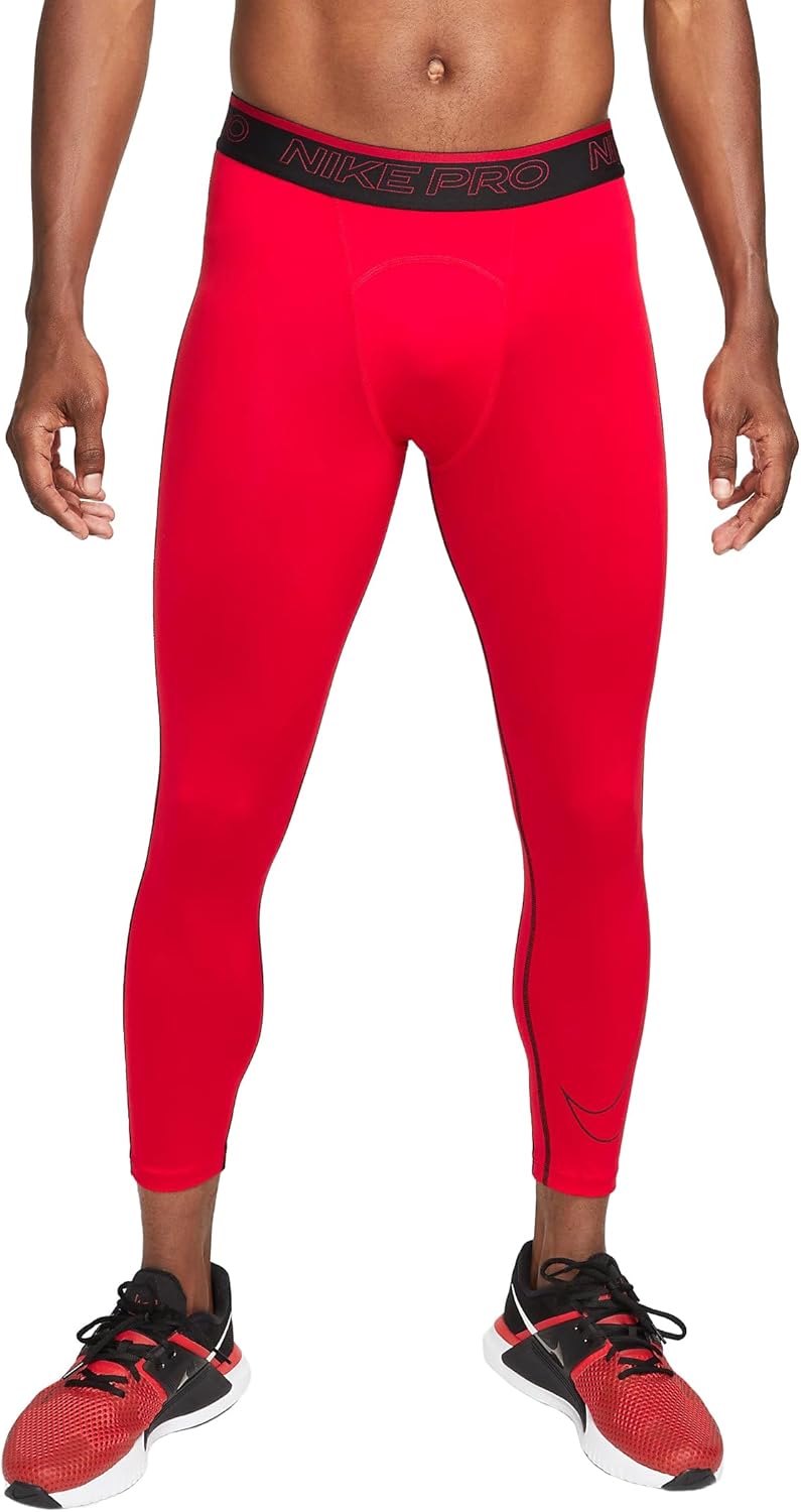 Nike Pro Dri-FIT Men's 3/4 Tights (Small Tall, Univeristy Red/Black/Black)