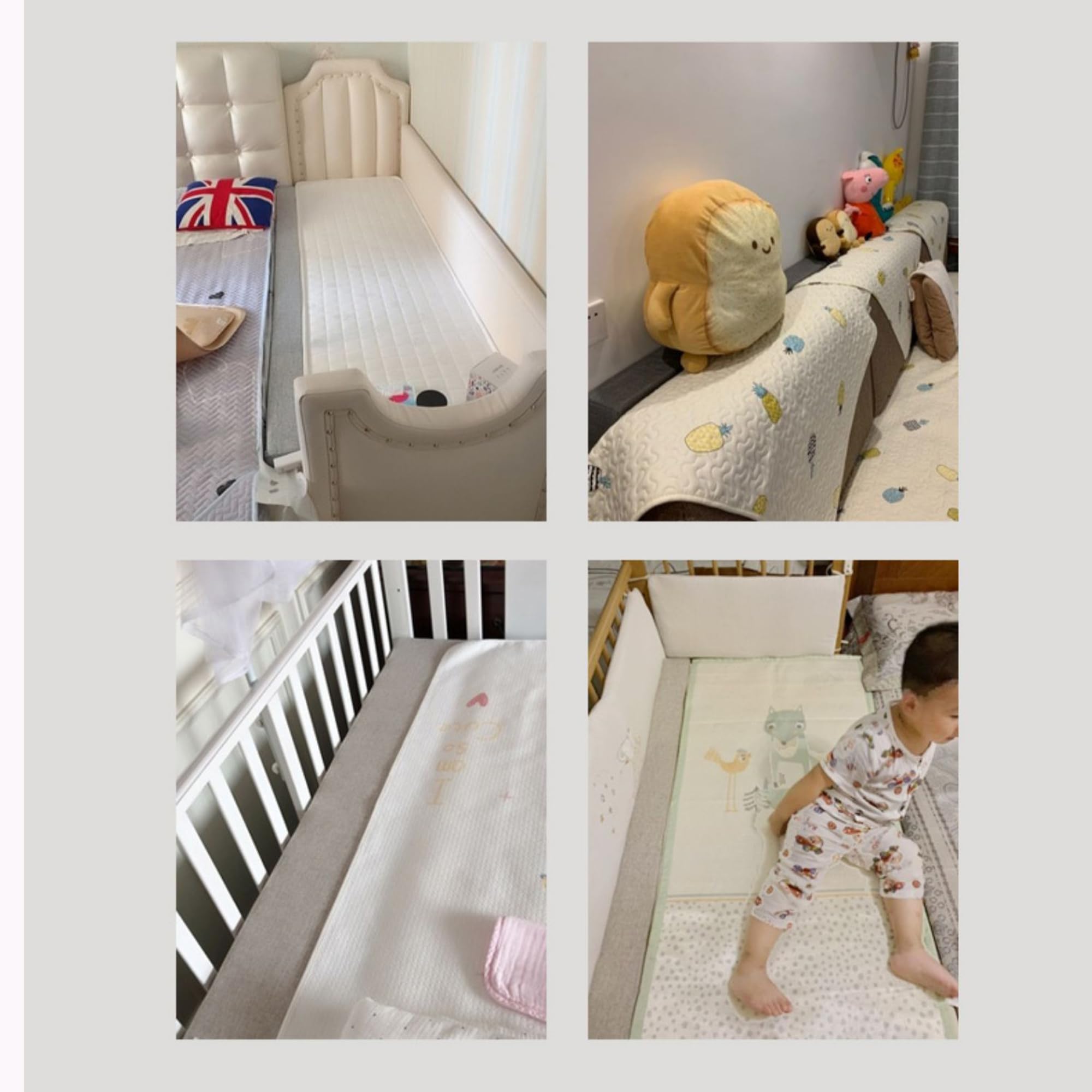 NENIUX Bettspaltfüller 120cm - Abdeckung Für Matratzenlücken, Grau Mit Abnehmbarem Bezug