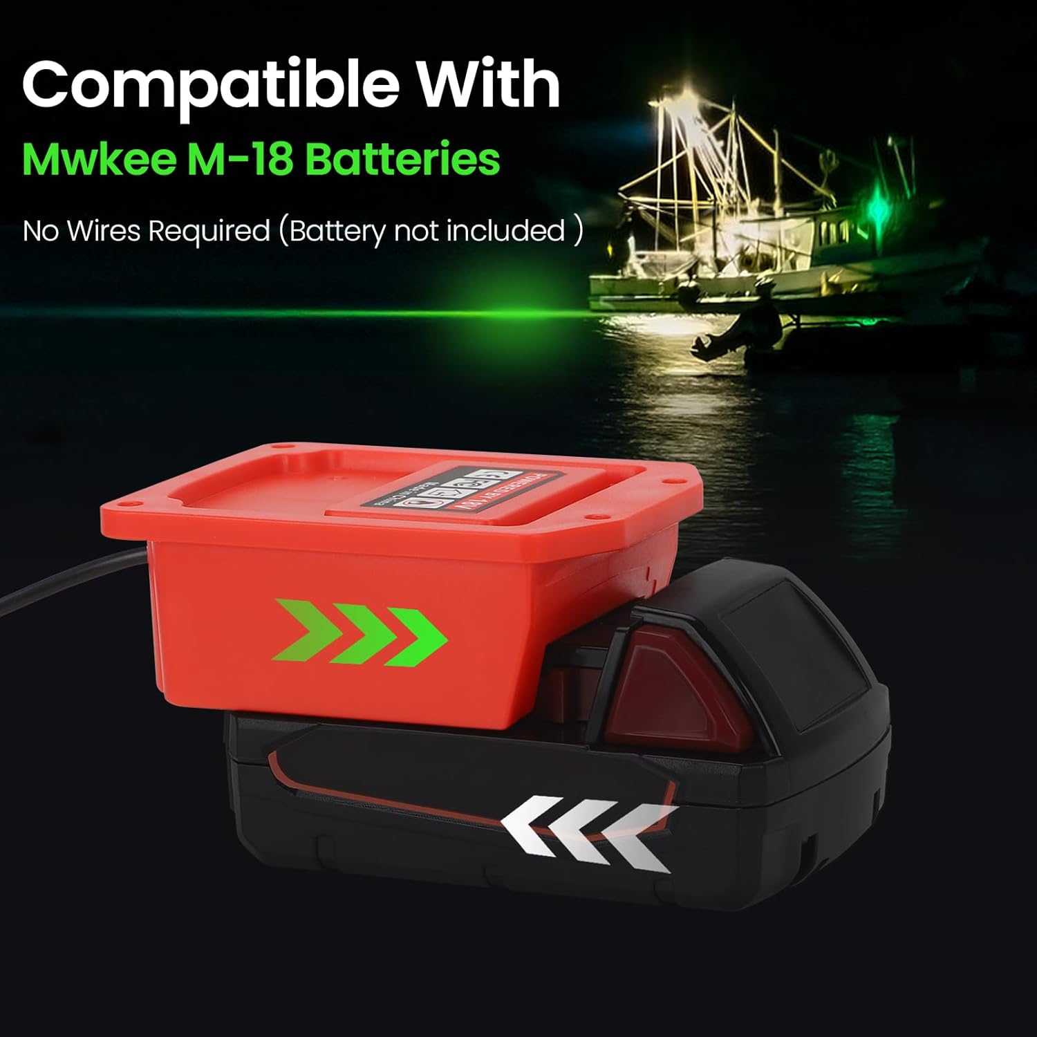 OLIBUY LED Underwater Green Fishing Light, 13W 1300 Lumens IP68 Rated Submersible Fishing Light Attractants for Night Fishing, Docks, Boats, Kayaks(No Battery)