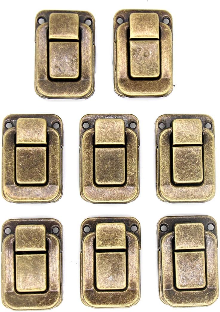 8 PCs Antique Brass Toggle Hasp Latch Lock - Case Locking Clasp - for Toolbox Wooden Case Gift Box Suitcase, Size 1-27/32" by 1-17/64" (L x W, 4.7 x 3.2 cm)