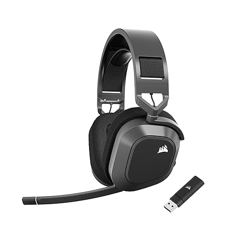 Corsair HS80 MAX Wireless Auriculares para Juegos Multiplataforma con Bluetooth – Dolby Atmos – Micrófono de Calidad Broadcast – Compatible con iCUE – PC, Mac, PS5, PS4, Switch, Móvil – Gris Acero - Inalámbrico con Bluetooth - Gris