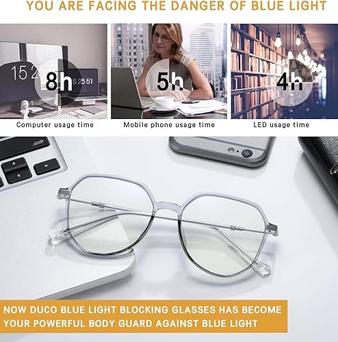 Miniatura 5 de DUCO Gafas de luz azul para hombres y mujeres gafas de bloqueo de rayos azules para computadora de juegos gafas retro cuadradas 5218