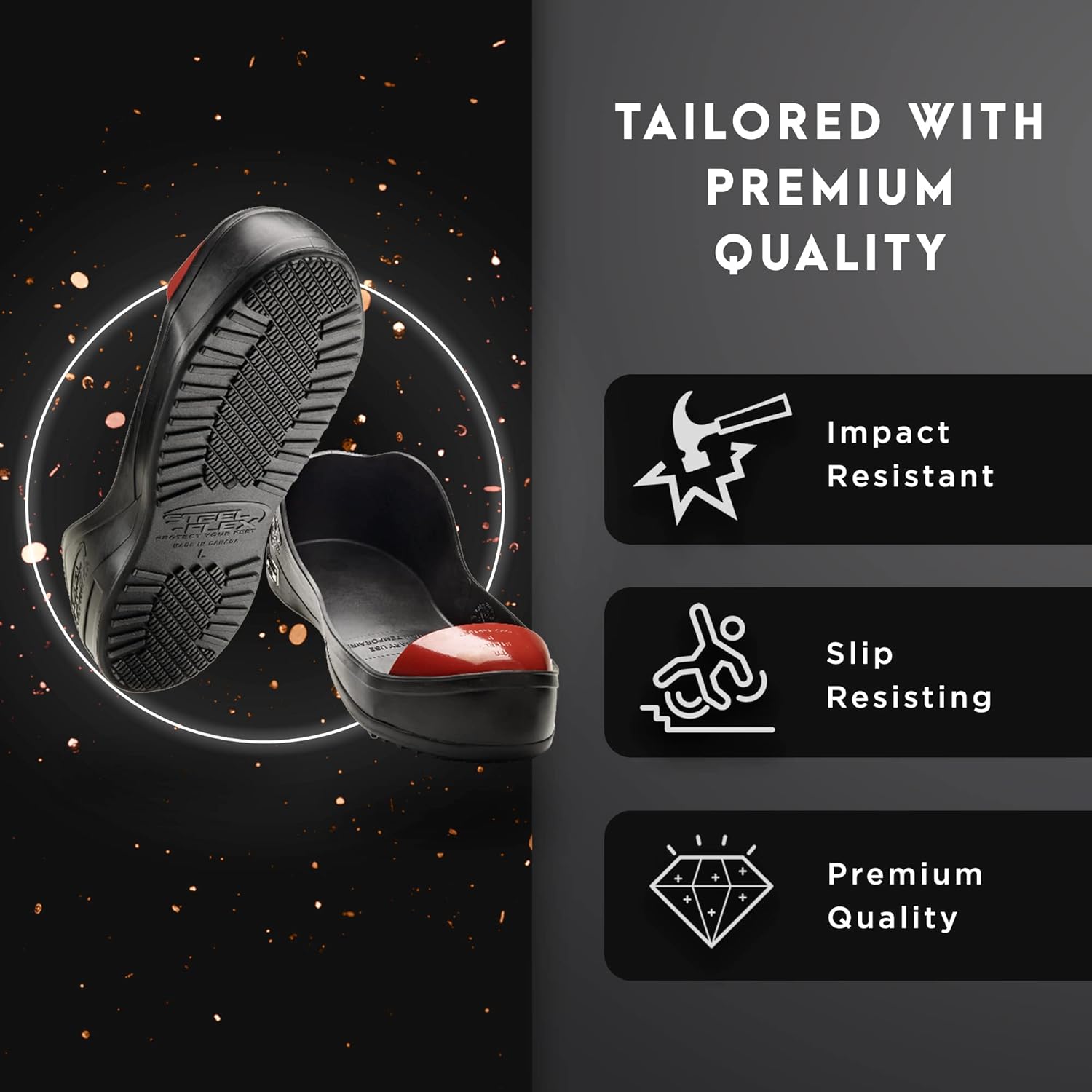 STLFLX - ToeGUARDZ™ Steel Toe Overshoes, Temporary Use Steel Toe Covers Alternative, CSA Z334 Approved Safety Overshoes with Steel Toe Cap & Thermoplastic Rubber, Ambidextrous, Slip Resisting, L