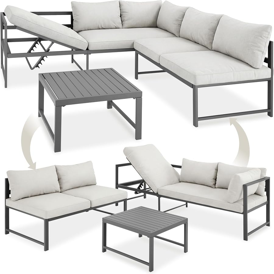 tectake® Set Salotto da Giardino in Alluminio, 3 Pezzi — foto principale