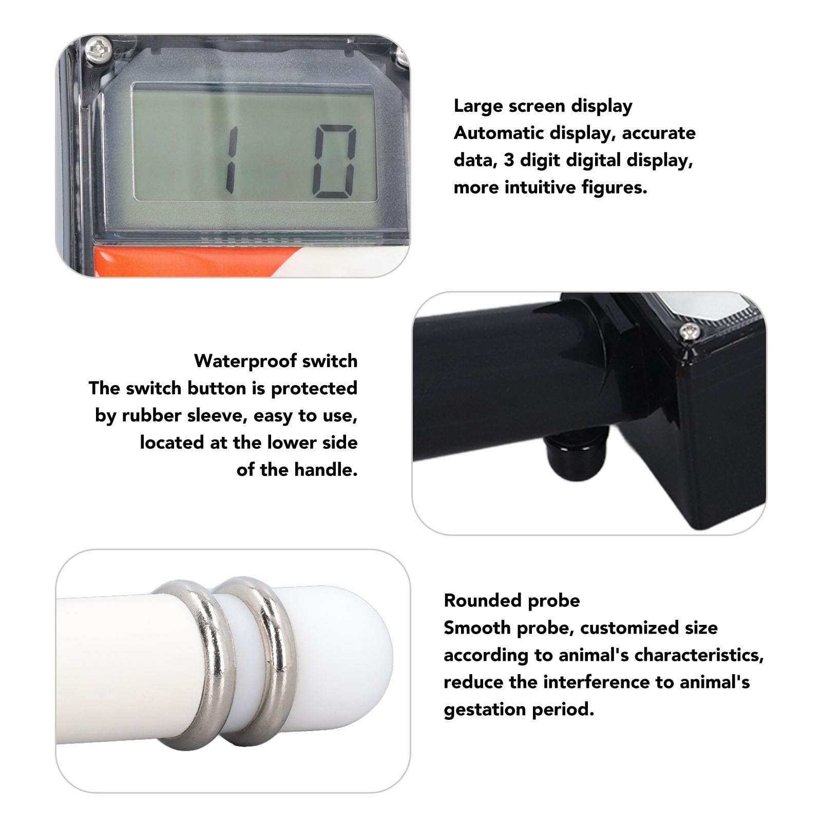 Pilipane Detector de ovulación de Cerdo visualización Digital Sow Sow ovulación probador de no destructivo sonda de Prueba de Prueba de Veterano para granjeros Veterinarios plástico
