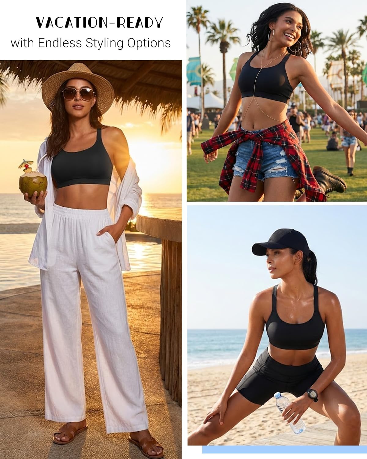 Women Sports Bra Swim Top - Swim Bra Bikini Tops Scoop Neck Bathing Suits Top Cross Strap 2025 Swimsuit Tops Only - Image 6