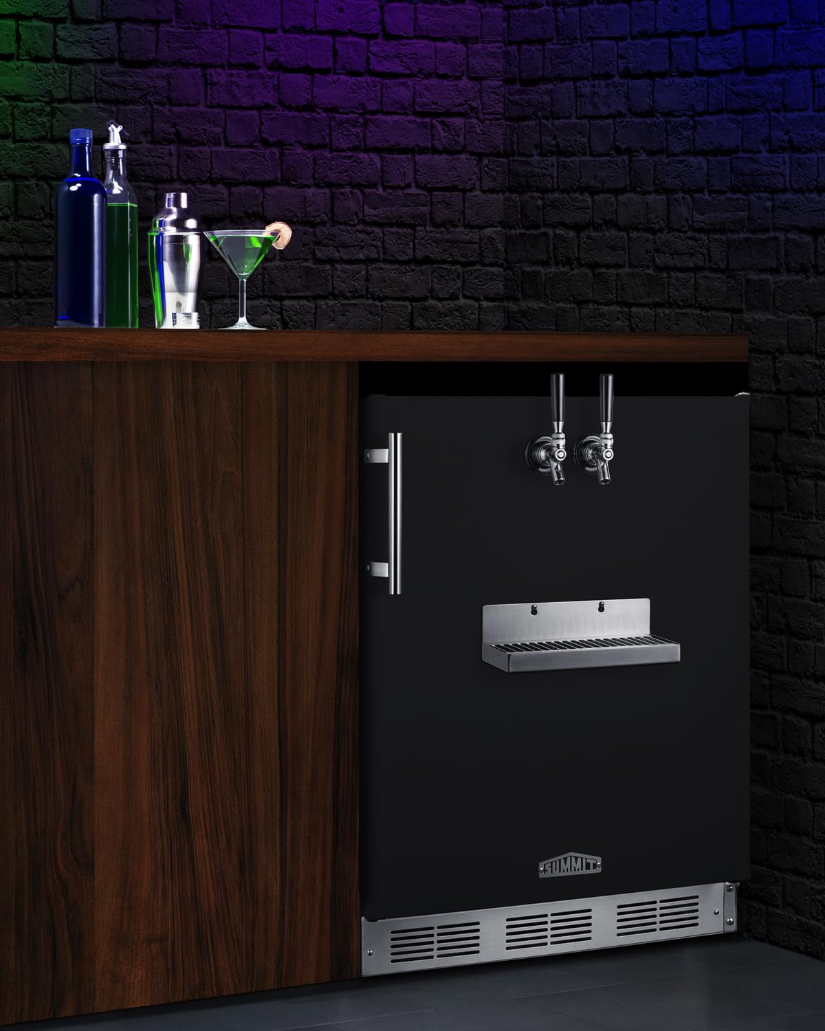 Summit 24" Cold Brew Kegerator, Dual Front Taps, No Drill Coffee Dispenser, ADA Compliant, Black- SBC58BFRTPCFADA