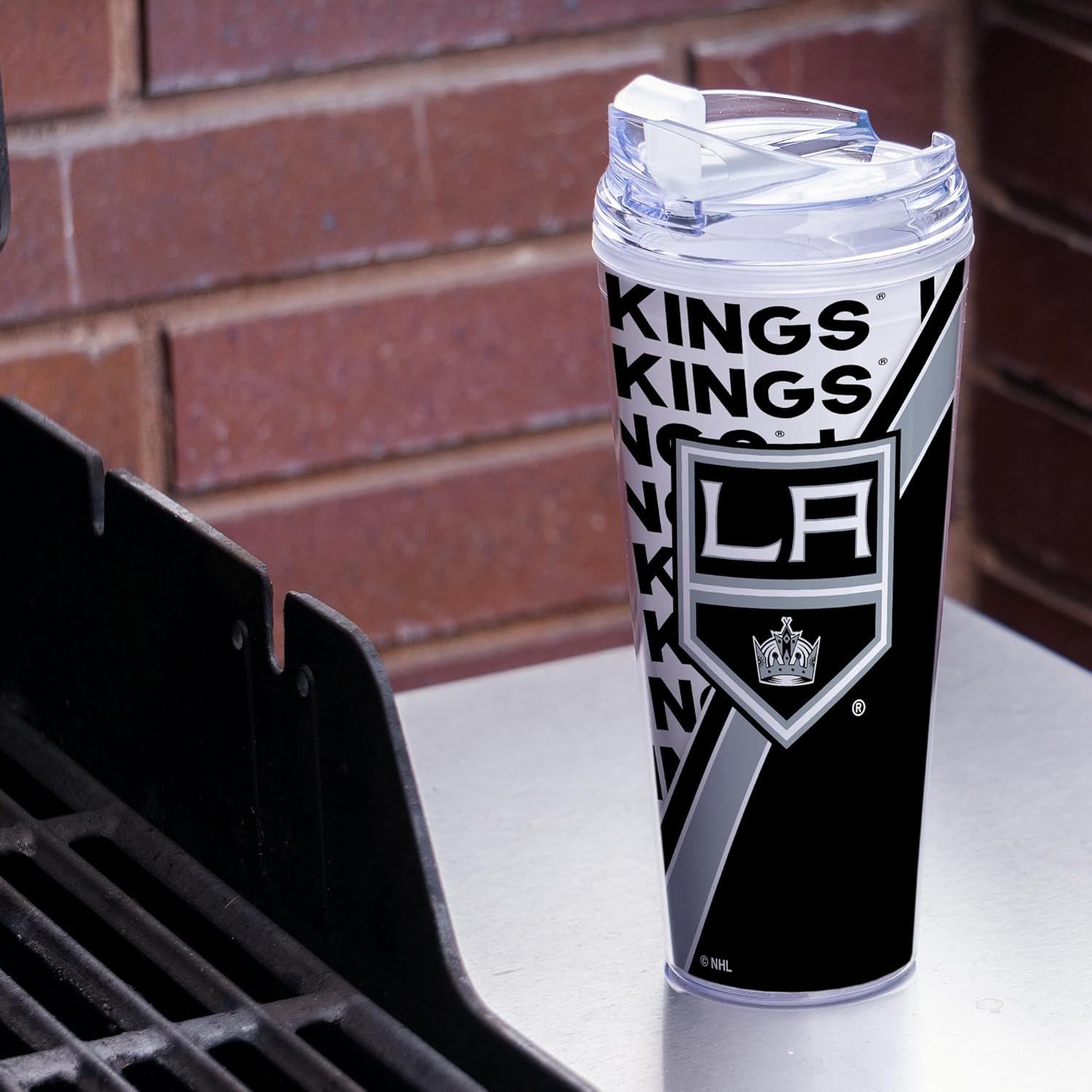 Rico Industries NHL Hockey Los Angeles Kings 24oz Acrylic Tumbler with Hinged Lid, Officially Licensed Double Wall Tumbler with Straw - Image 2